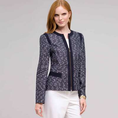 Textured Zip Front Jacket, Ink Multi, medium