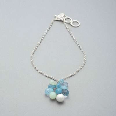 Cluster Drop Necklace, Silver, medium