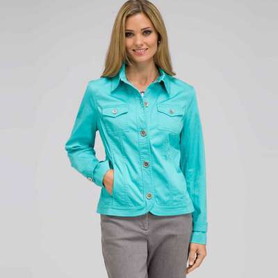 Button Front Jacket, Aqua Haze, medium