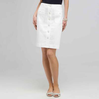 Straight Skirt., White, medium