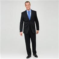 Black Flat Front Wool Suit, Black, medium