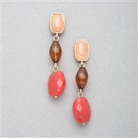 Pink Quartz Dangle Earring, Gold, medium