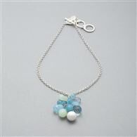 Cluster Drop Necklace, Silver, medium