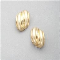 Worn Gold Curved Earring, Gold, medium