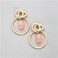 Pink Quartz Hoop Earring, Gold, medium