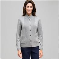 Long Sleeve Button Down Cardigan, Granite Heather, medium