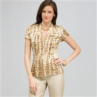 Short Sleeve Printed Blouse., Chino Multi, medium