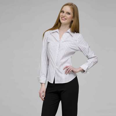 Platinum Red Stripes Easy Care Fitted Shirt, White, medium