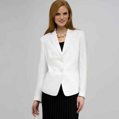 Two Button Notch Collar Jacket., White, medium