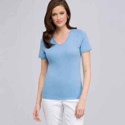 Short Sleeve V-Neck Tee, clear sky, medium