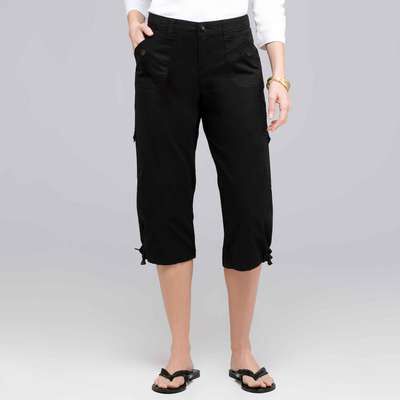 Light Weight Cargo Capri, Black, medium
