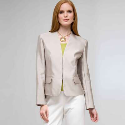 V-Neck Jacket, Stone, medium
