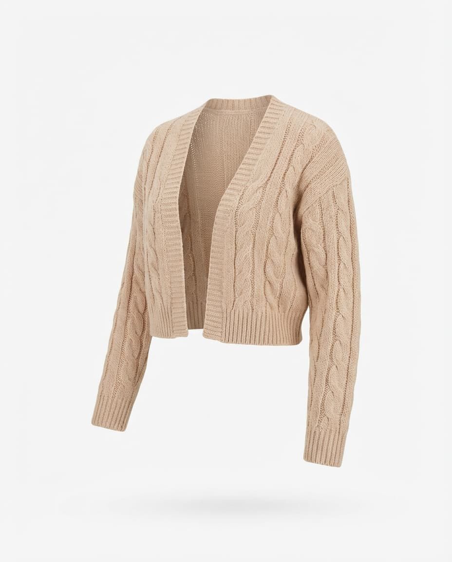 Cable Knit Cardigan, Cream, medium