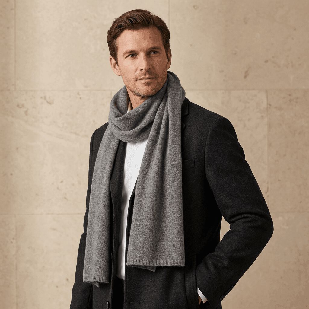 Wool Scarf, Gray, medium