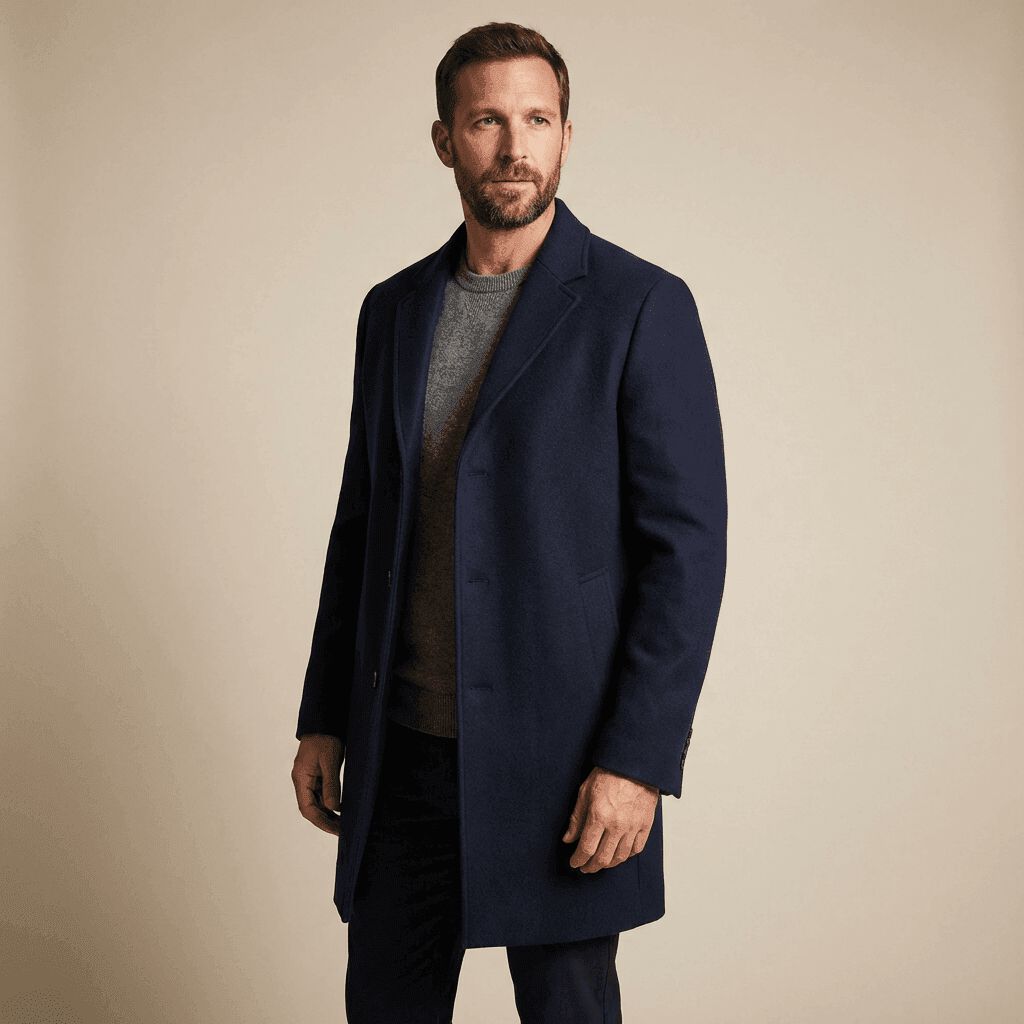 Wool Overcoat, Navy, medium