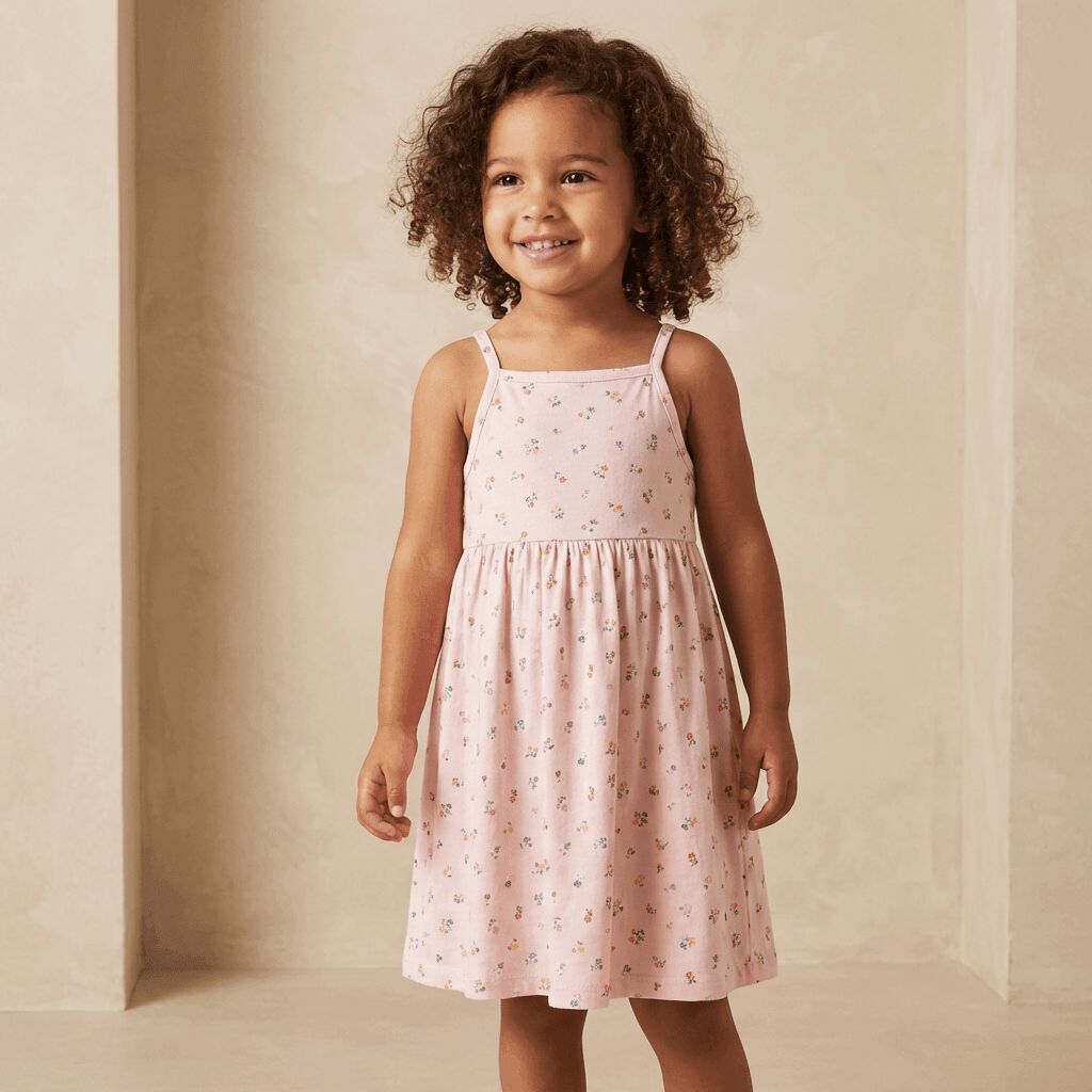Girls Floral Dress, Pink, medium