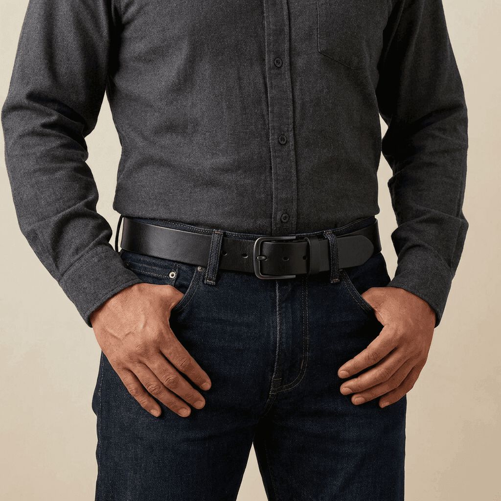 Leather Belt, Black, medium