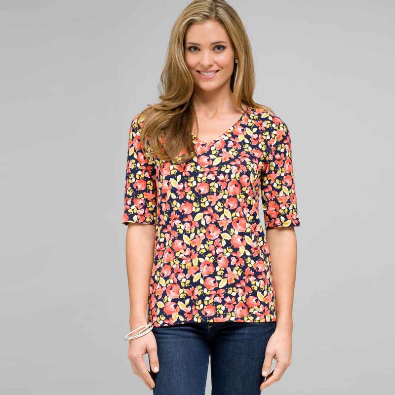 Floral V-neck Knit, , large