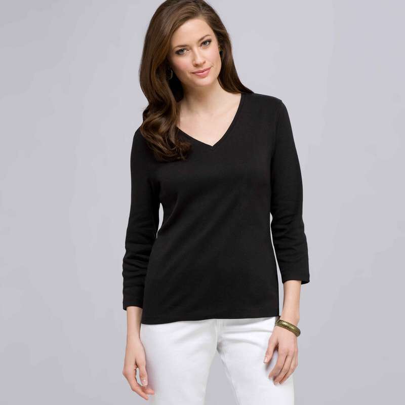 3/4 Sleeve V-Neck Top, , large