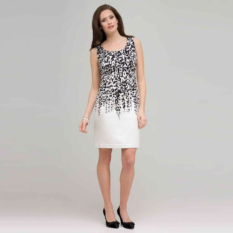 Floral Black and White Dress., , large