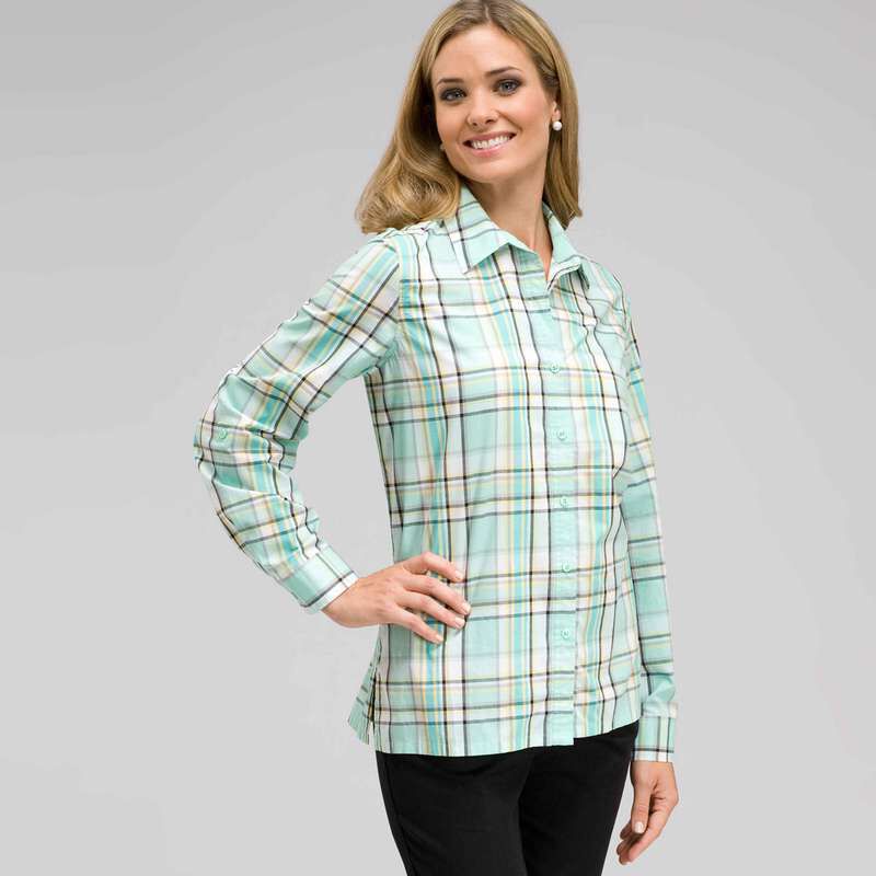 Long Sleeve Plaid Button Down, , large
