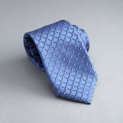 Checked Silk Tie, Cobalt, medium