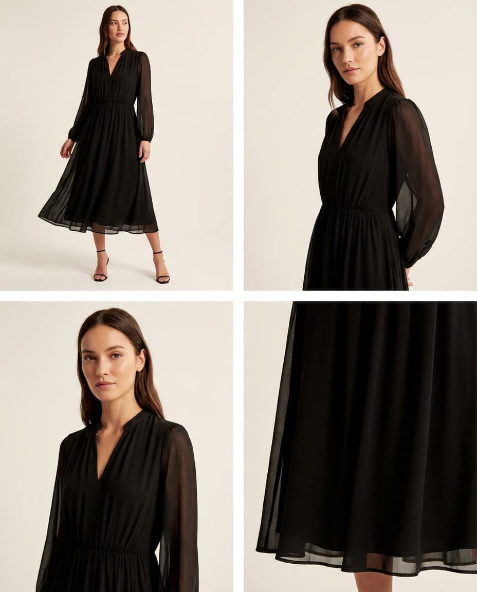 Silk Midi Dress, , small