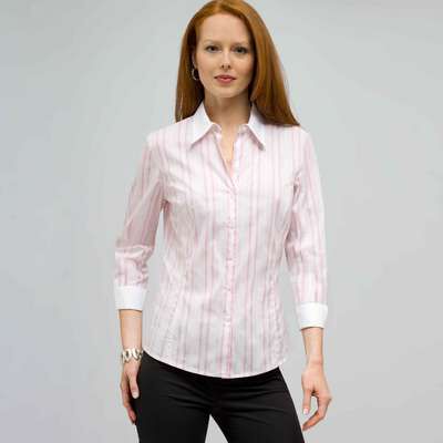 Stripe Button Down Shirt., LIght Pink Gem Combo, medium