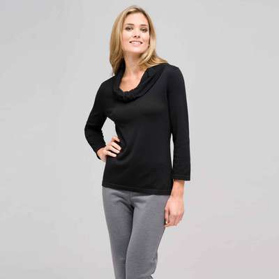 Cowl Neck Sweater, Black, medium