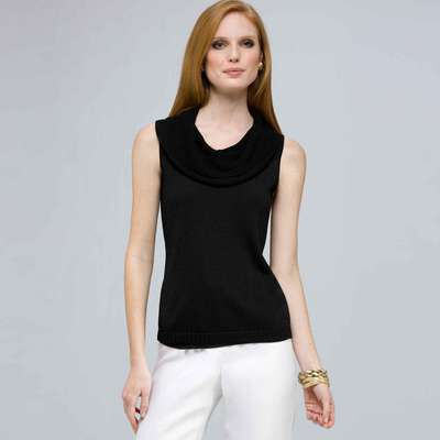 Sleeveless Cowl Neck Knit., Black, medium