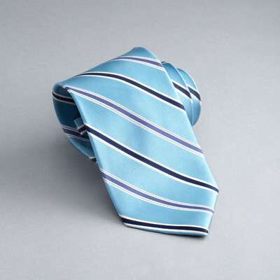 Striped Silk Tie, Turquoise, medium