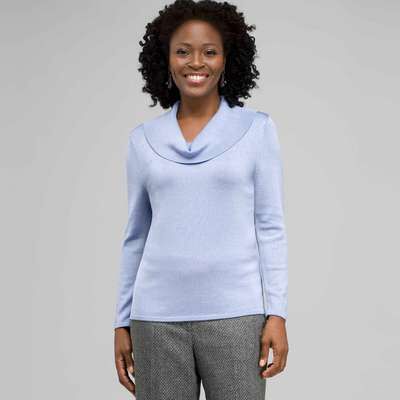 Draped Cowl Neck, Delft, medium