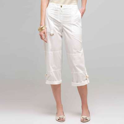 Cuffed Cargo Pant, White, medium