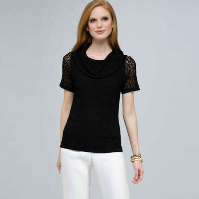 Cowl Neck Top, Black, medium