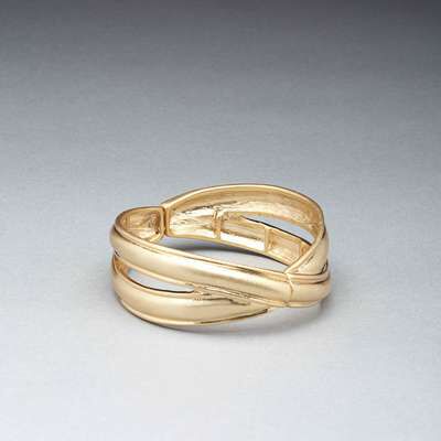 Worn Gold Cuff Bracelet, Gold, medium
