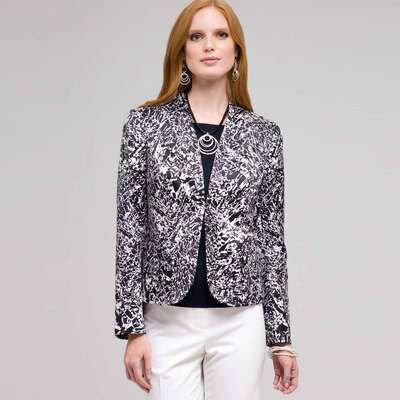 Flat Front Open Jacket, Ink Multi, medium