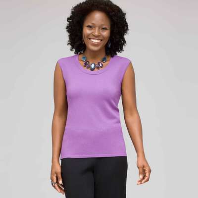 Sleeveless Scoop Neck Shell, Crocus, medium
