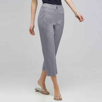 Straight Ankle Pant., Black & White, medium