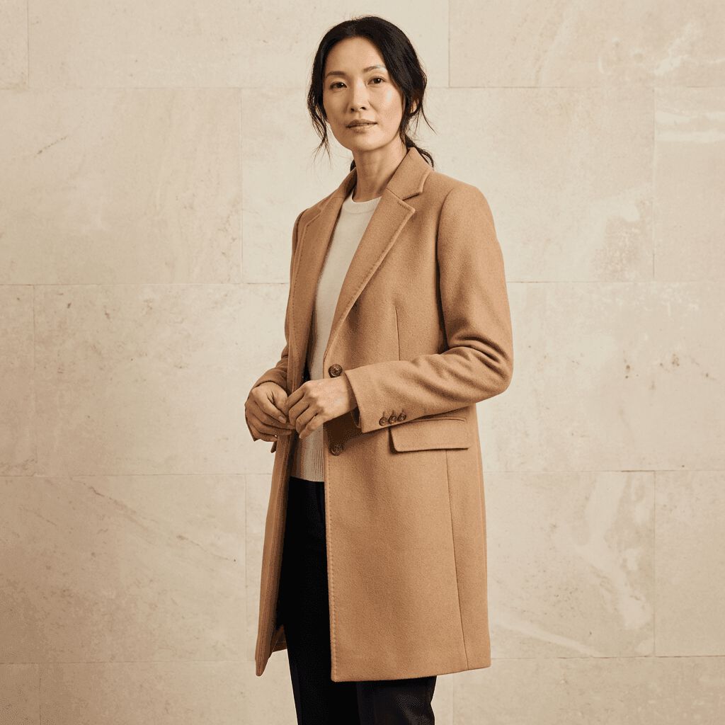 Wool Blend Coat, Beige, medium