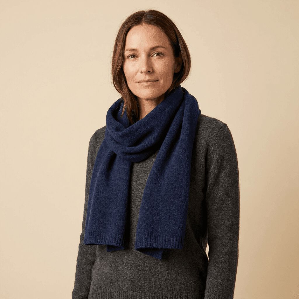 Silk Scarf, Navy, medium