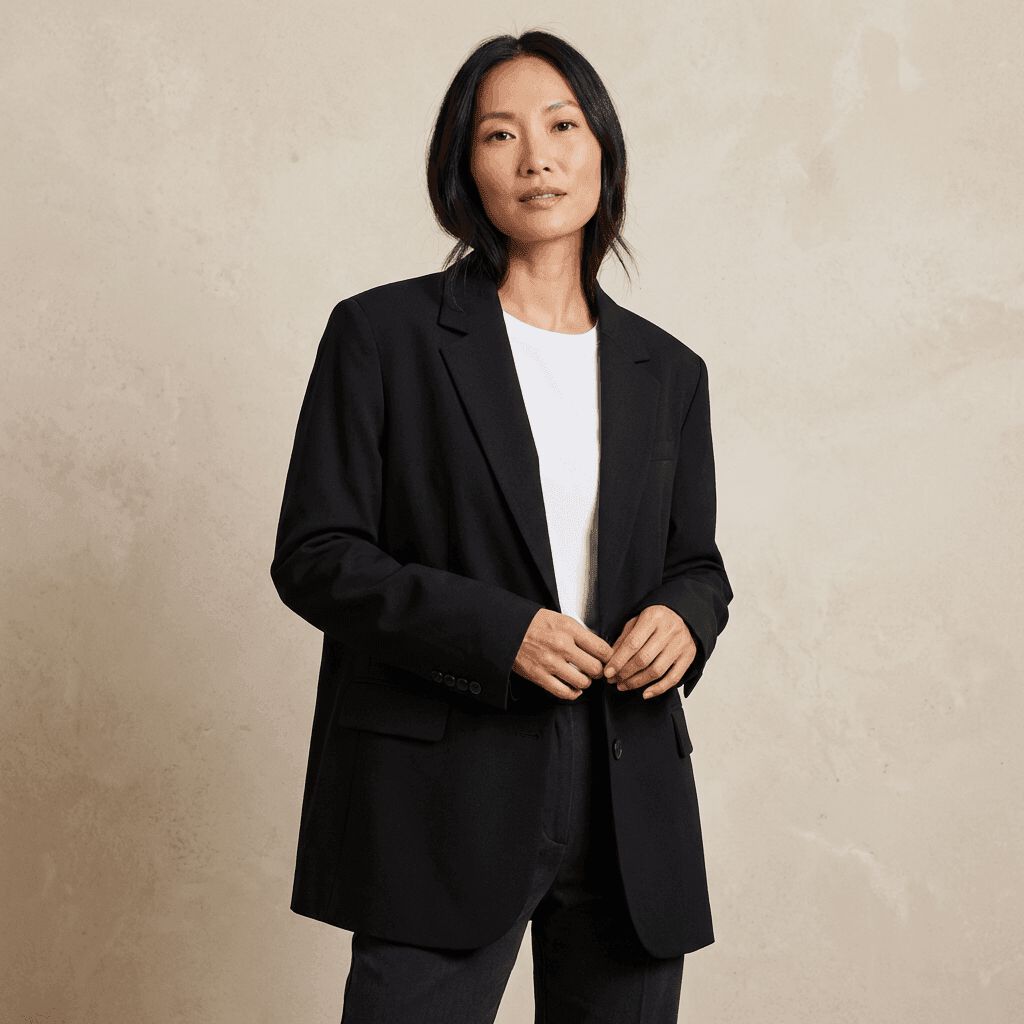 Oversized Blazer, Black, medium