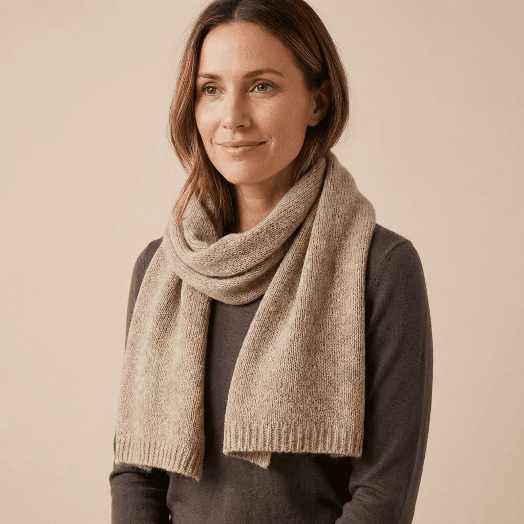 Wool Blend Scarf, Beige, medium