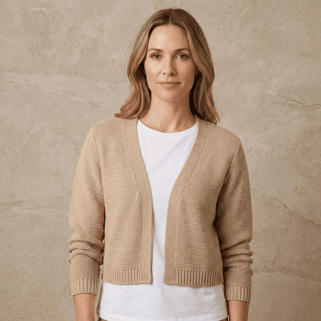 Cropped Cardigan, Beige, medium