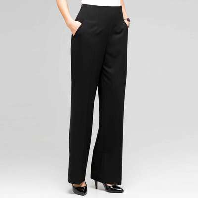 Flat Front Bootleg Pant, Black, medium