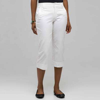 5 Pocket Cuffed Capri, Porcelain, medium