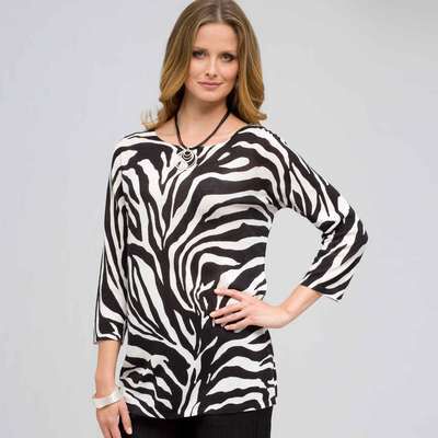 Animal Print Tunic, Black & Sugar, medium