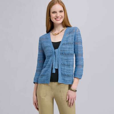 Tie Front Cardigan, Blue Stone, medium