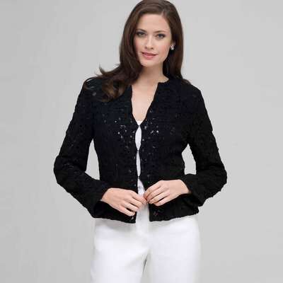 Crew Neck Jacket., Black, medium