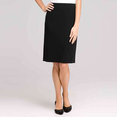 Washable Wool Classic Straight Skirt , Black, medium