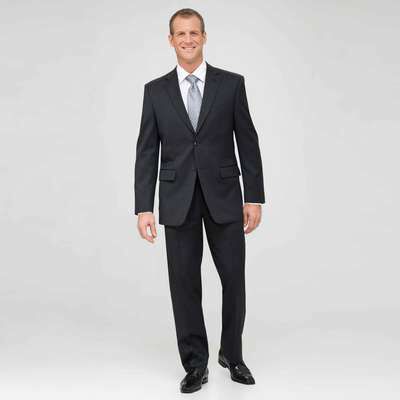 Charcoal Flat Front Athletic Fit Shadow Striped Wool Suit, Charcoal, medium